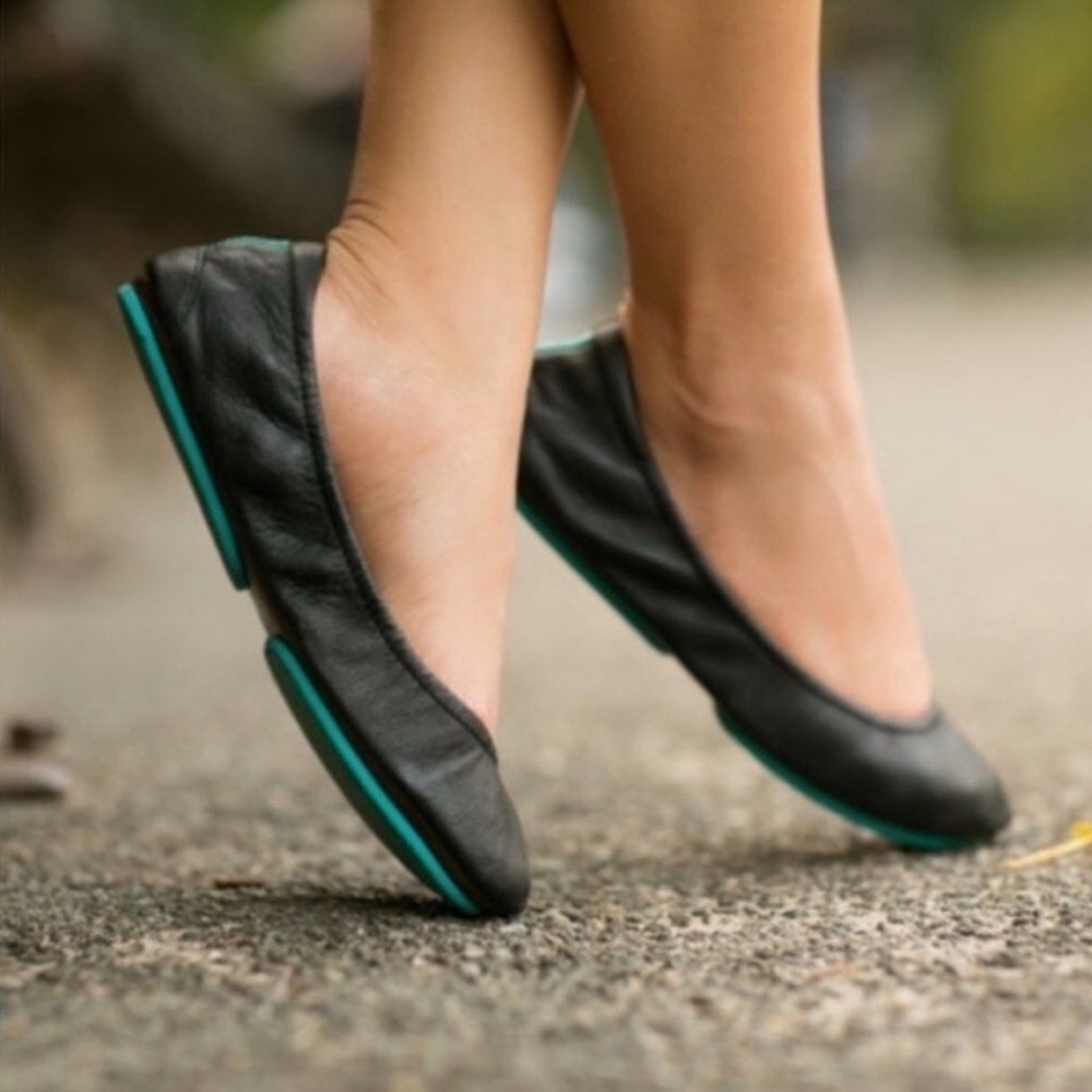 TIEKS Black Leather Ballet Flats